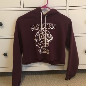 burgundy cropped sweatshirt worn only once